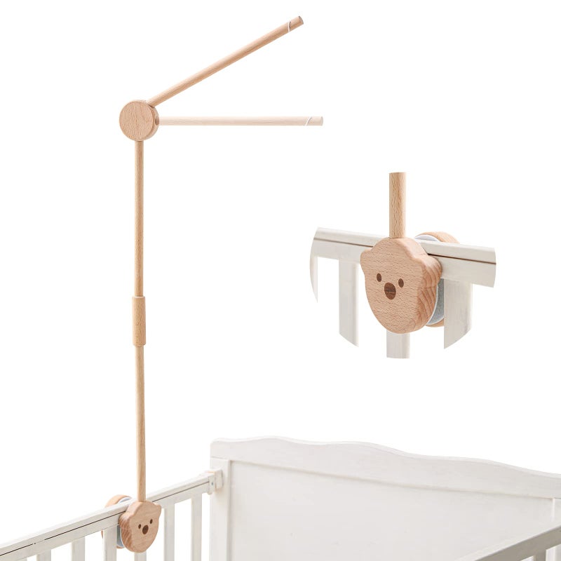 let's make Baby Crib Mobile Arm - Wooden Baby Mobile Crib Holder for Mobile Hanging Baby Crib Attachment for Nursery Decor (Bear Crib arm) - Image 1
